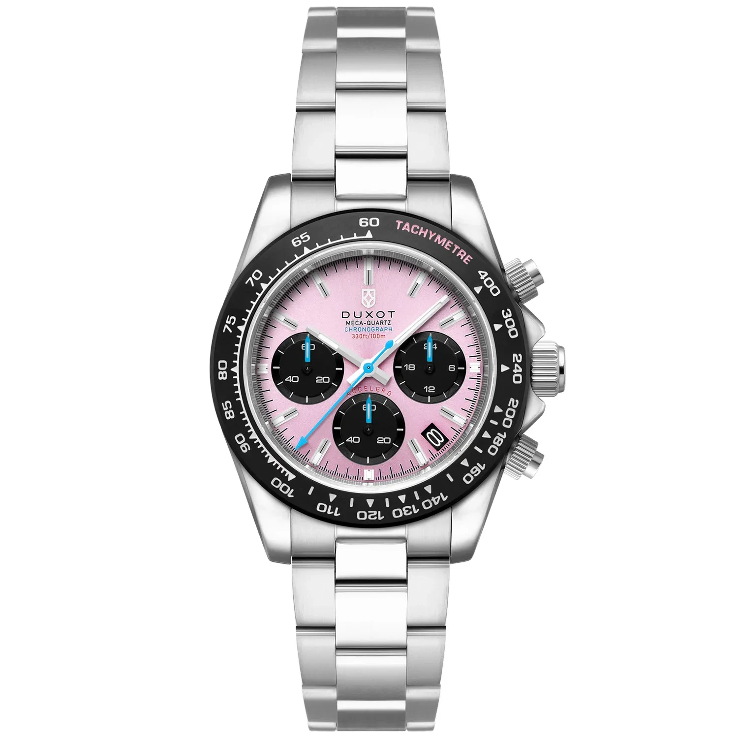 Toy Watch Pink Dial Chronograph with Pink Strap and Crystal Markers ToyWatch Womens Watch 43mm Pink Chronograph Resin Diamond  main image 2