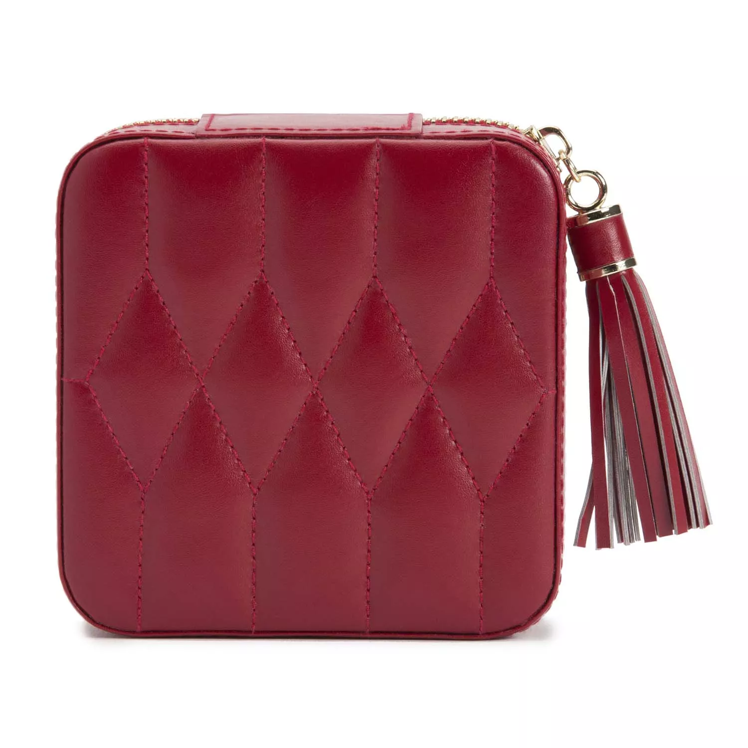 Wolf Caroline Zip Jewellery Box Red 329972 Ditur