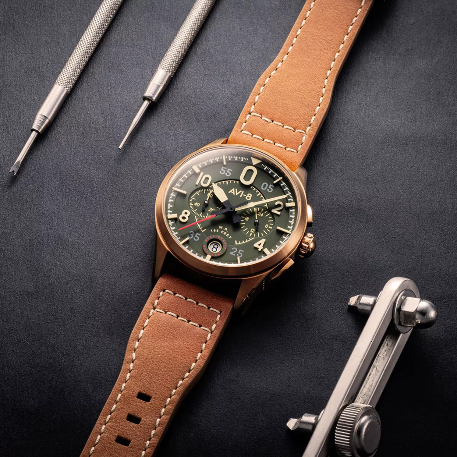 【Uhr/ウーア】2way Military Blouson Bronze Green | Spitfire Lock Chronograph – AVI-8 Timepieces