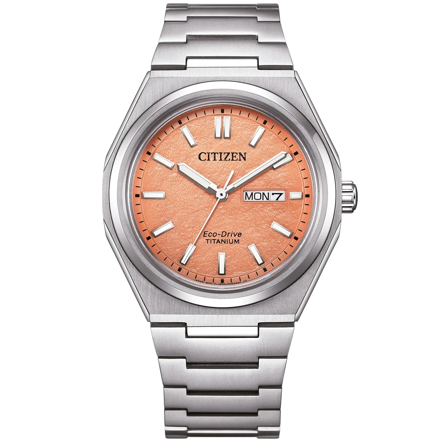 Titanium Citizen Eco Drive Watch Orange Brycen Orange Dial Super