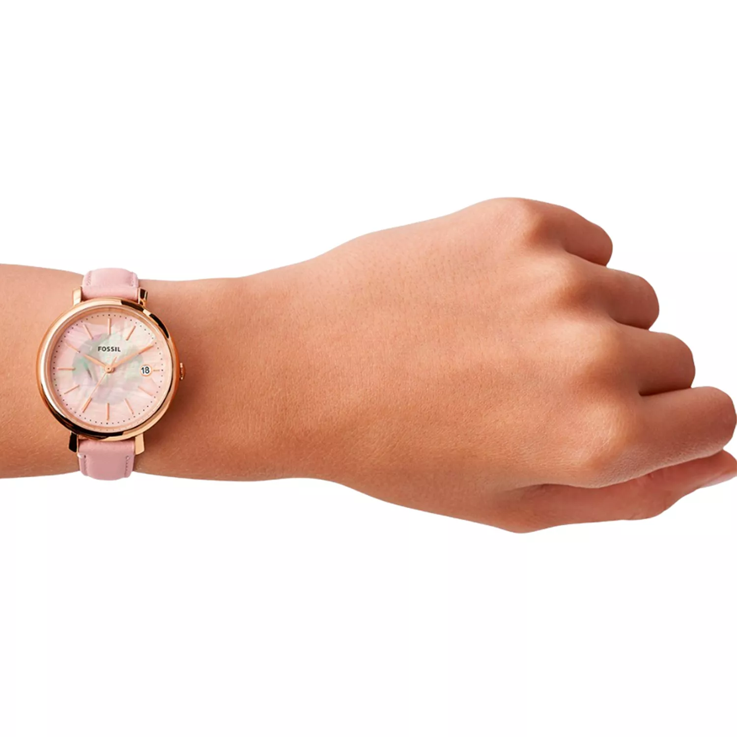 Rose Gold Fossil Hybrid Smartwatch Jacqueline Blush Silicone