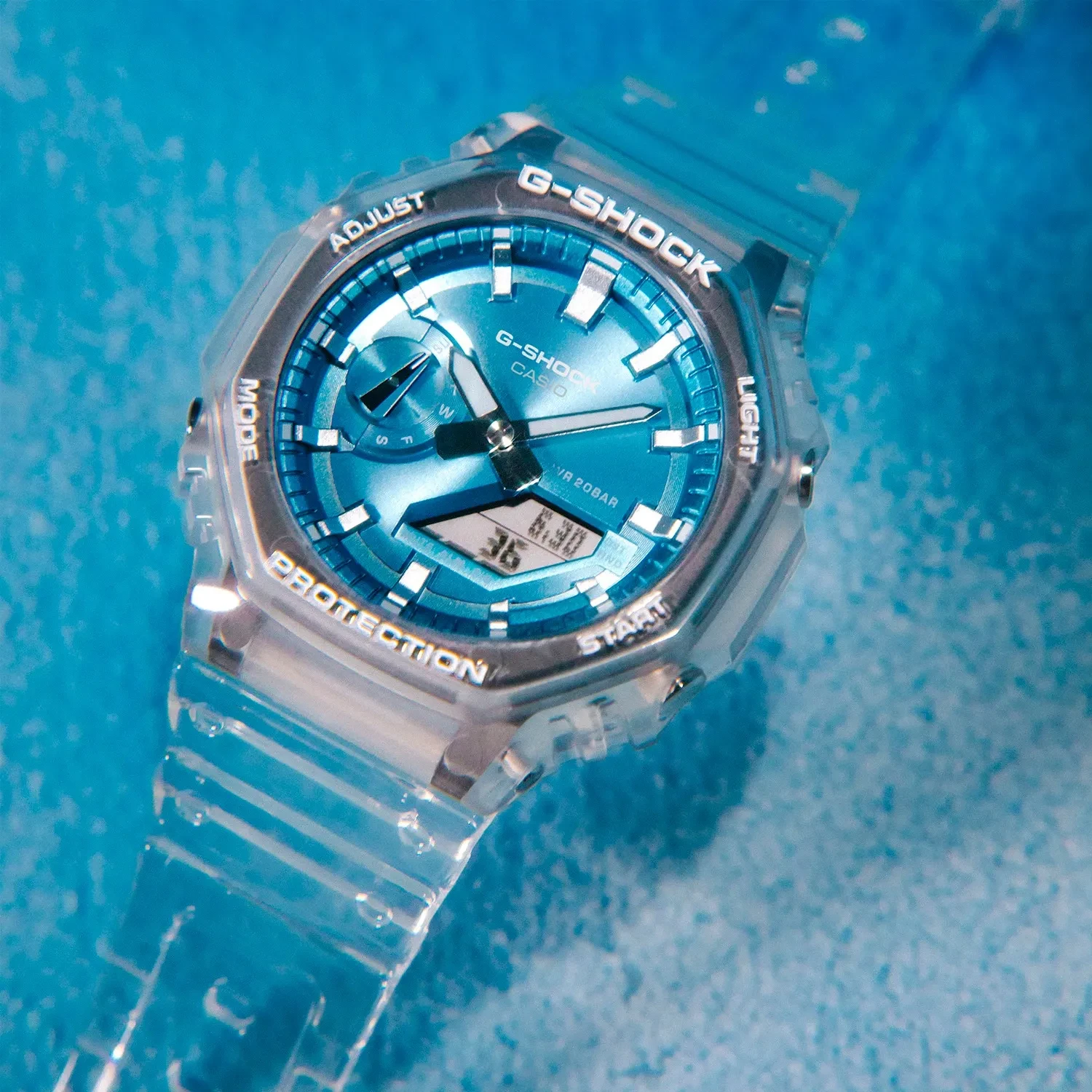 Ga 2100 Blue Line G Shock Casio Mens G-Shock 2100 Neon Accent