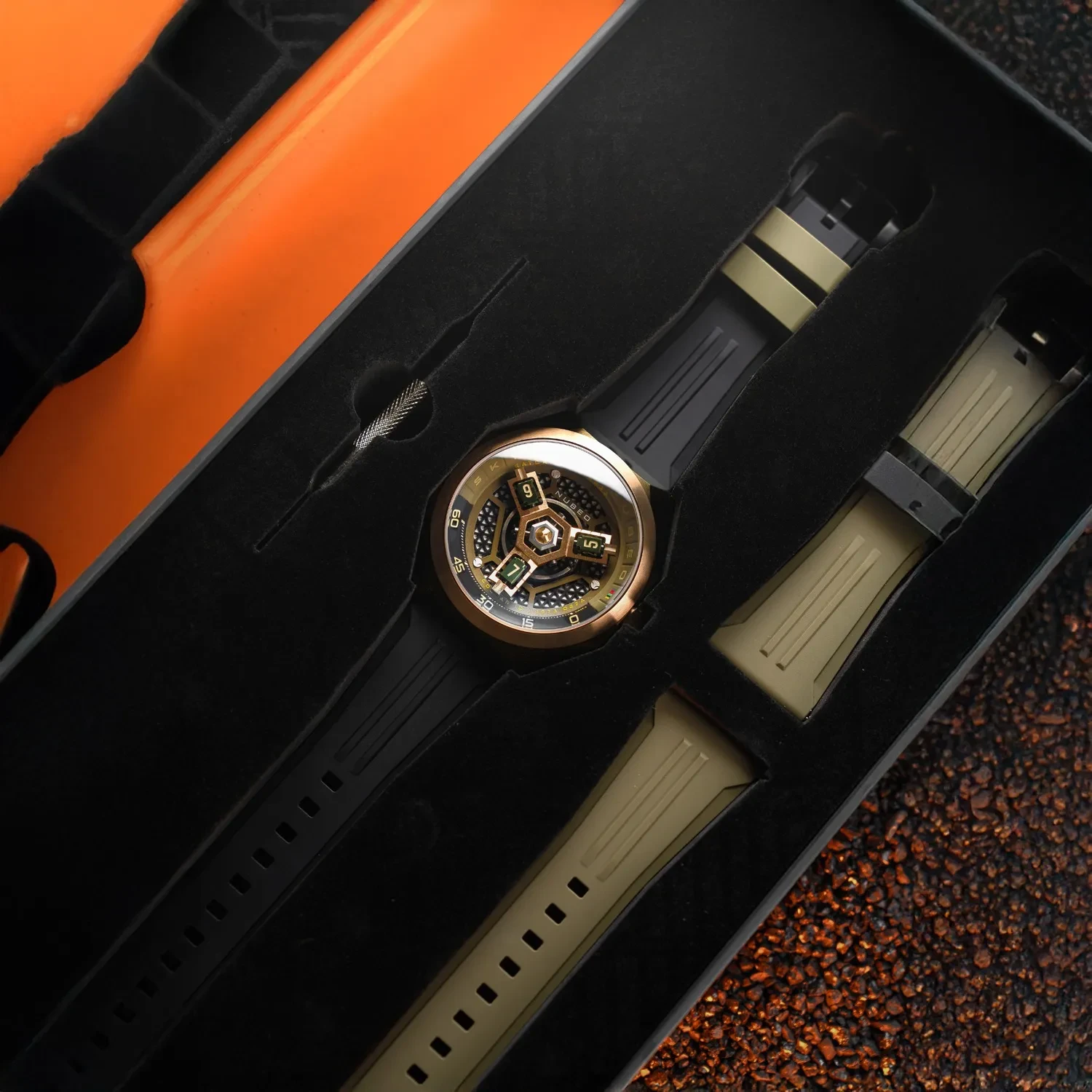 Montre Automatique Nubeo Skylab Limited - Boîtier 48mm Rouge - Étanche 10ATM - Neuf Avec étui