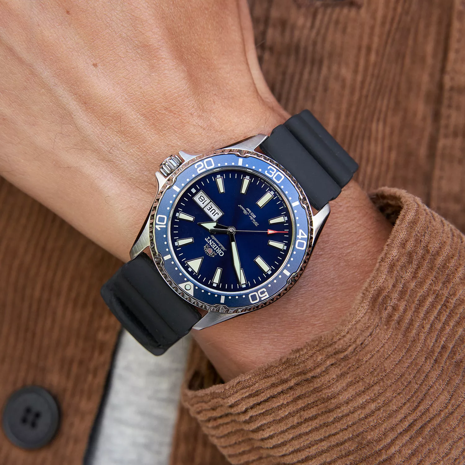 Dive Watch Orient Kamasu Blue Dial Orient Kamasu Blue Rubber Strap