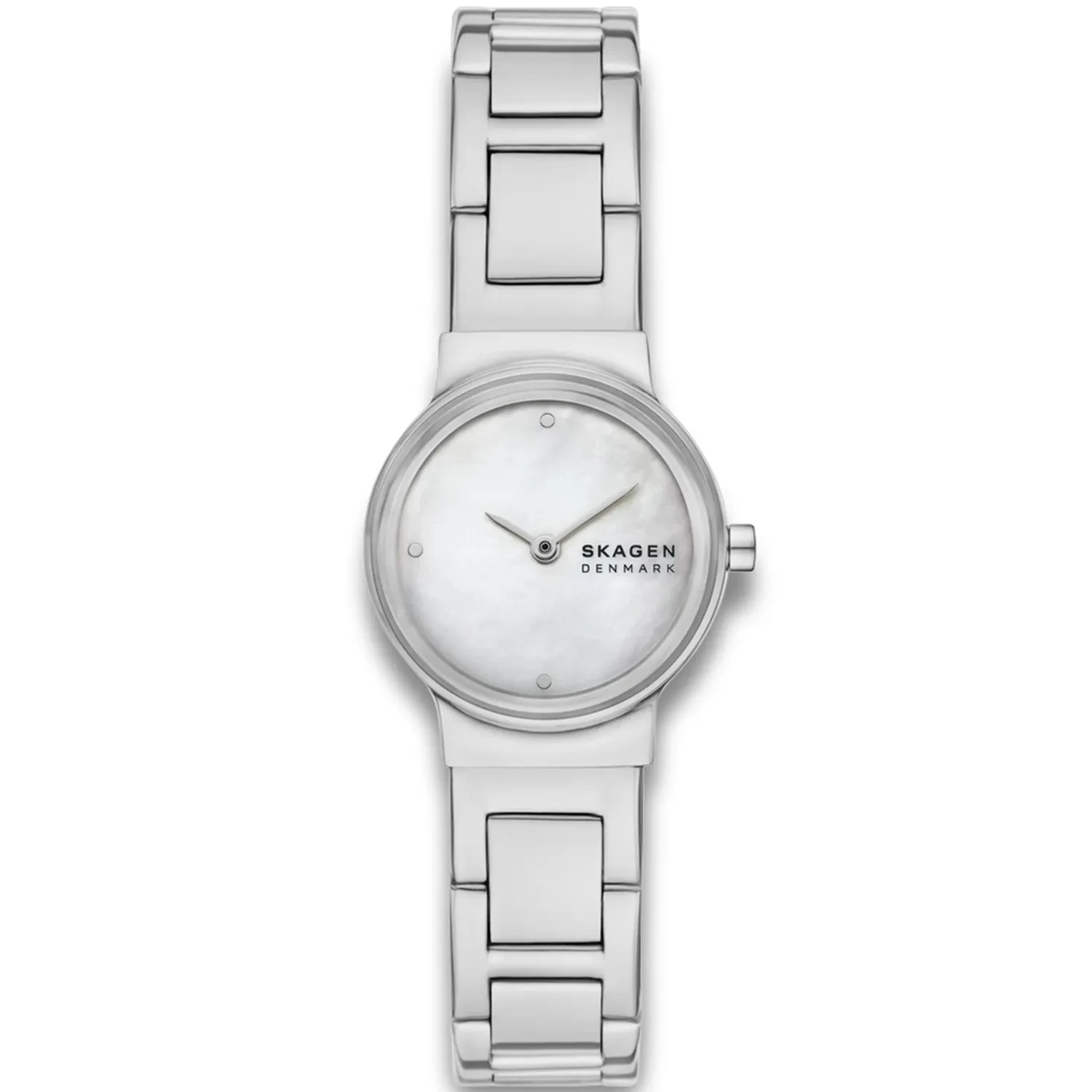 Skagen Denmark Freja Lille SKW3168 watch with Mother of pearl dial and a watch case of 26 mm in diameter and a Metallink in Silver