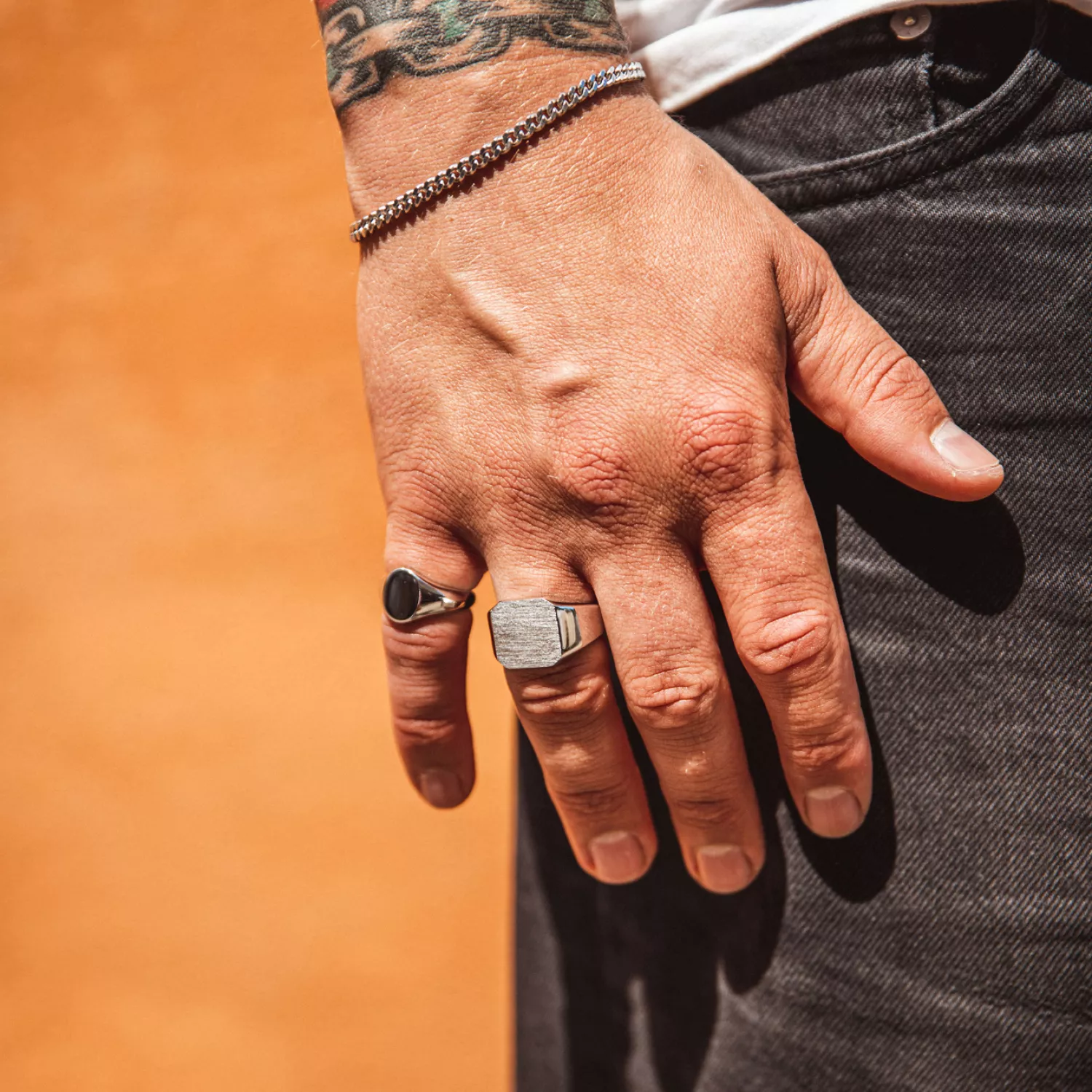 IX Studios Octagon Signet Ring Silver DMN0290RH - Ditur