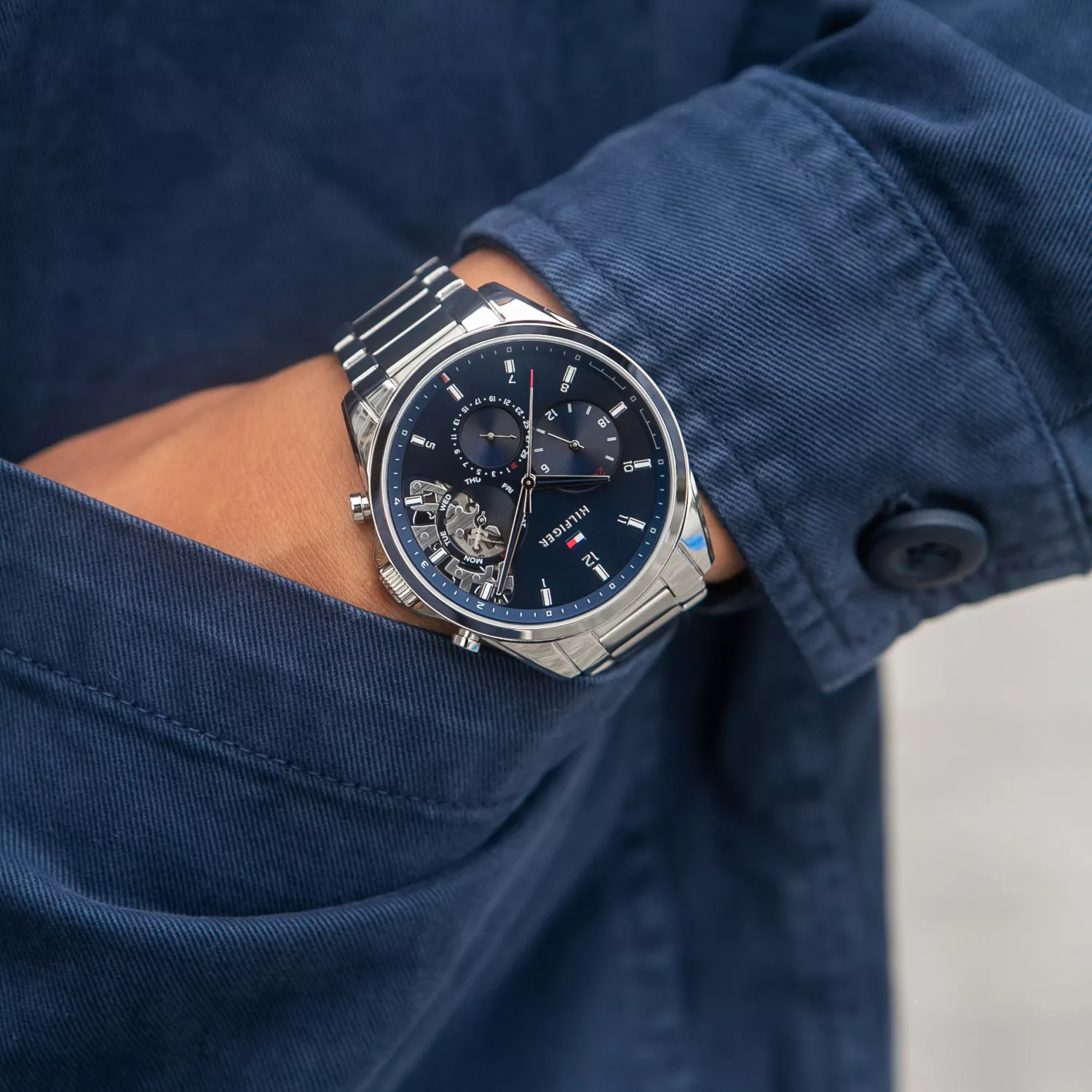 Fossil Uhr Blau Braun Fossil Uhr Blau Edelstahl Mit Drei Zeigern