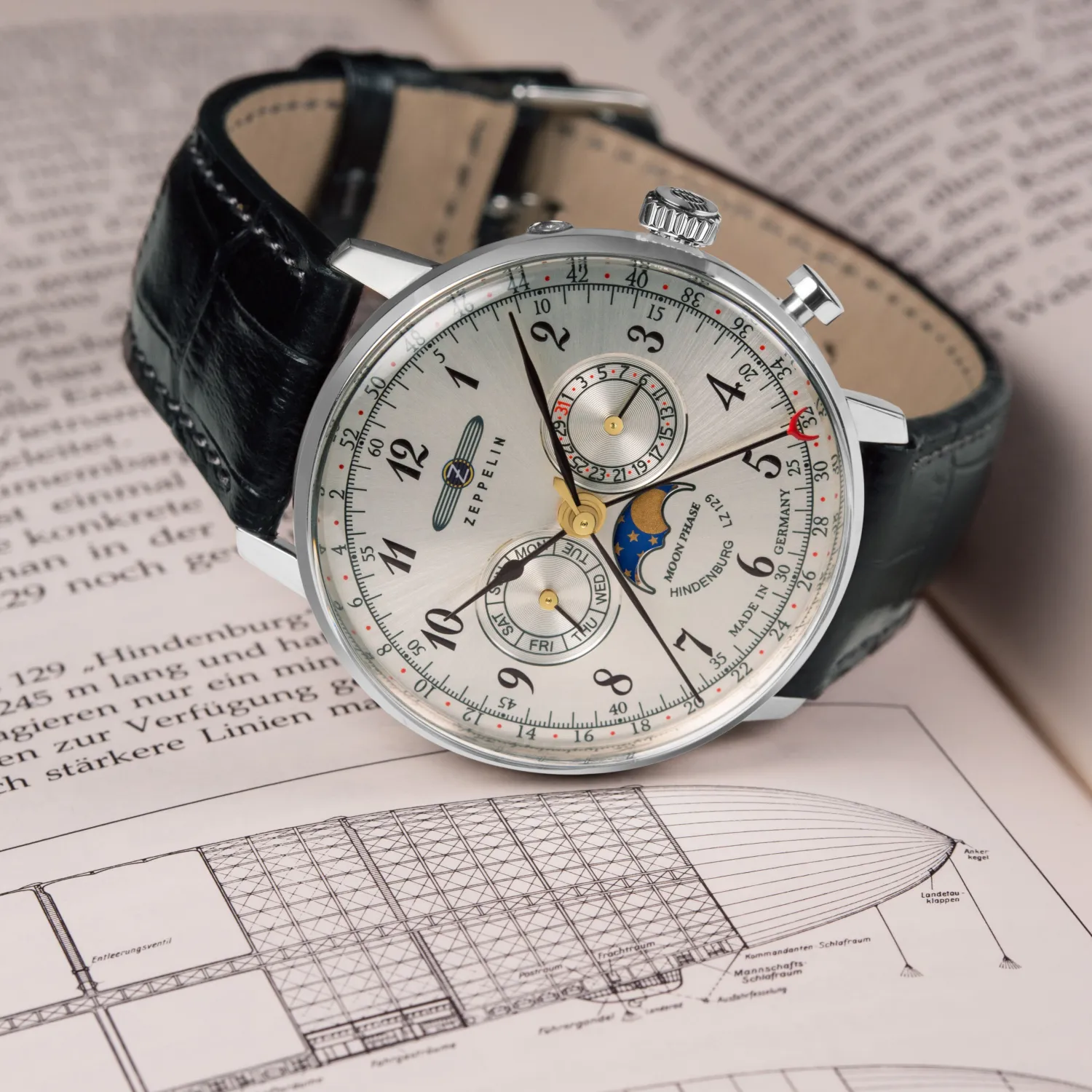 Zeppelin Moon Phase 時計 不動 Zeppelin Moon Phase 時計 不動