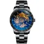 IK Colouring Skeleton S107 watch with Blue dial and a watch case of 42 mm in diameter and a Metallink in Black