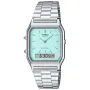 Casio Vintage AQ-230A-2A2MQYES watch with Blue dial and a watch case of 30 mm in diameter and a Metallink in Silver