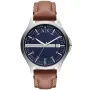 Armani Exchange Hampton AX2133 watch with Blue dial and a watch case of 46 mm in diameter and a Leather in Brown
