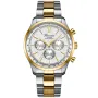 Bonvier Chronograph BV020 watch for Man with  dial that measures 43 mm in diameter and has a  Metal band, Two-tone metal band watch strap