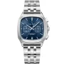 Carl Pique Carré Chrono CP0026 watch with Blue dial and a watch case of 39 mm in diameter and a Metallink in Silver