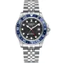 Dissing Diver GMT D1124 watch with Black dial and a watch case of 42 mm in diameter and a Metallink in Silver