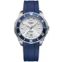 Dissing Ocean D1505 watch with Silver dial and a watch case of 45 mm in diameter and a Rubber in Blue