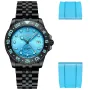Dissing Diver GMT D1485 watch with Blue dial and a watch case of 42 mm in diameter and a Metallink in Black