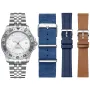 Dissing Diver GMT D1489 watch with Silver dial and a watch case of 42 mm in diameter and a Metallink in Blue, Brown, Silver