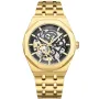 Kensington Skeleton K0061 watch with Black dial and a watch case of 44 mm in diameter and a Metallink in Gold