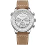 Studsgaard Aviator S0077 watch with Silver dial and a watch case of 44 mm in diameter and a Leather in Brown