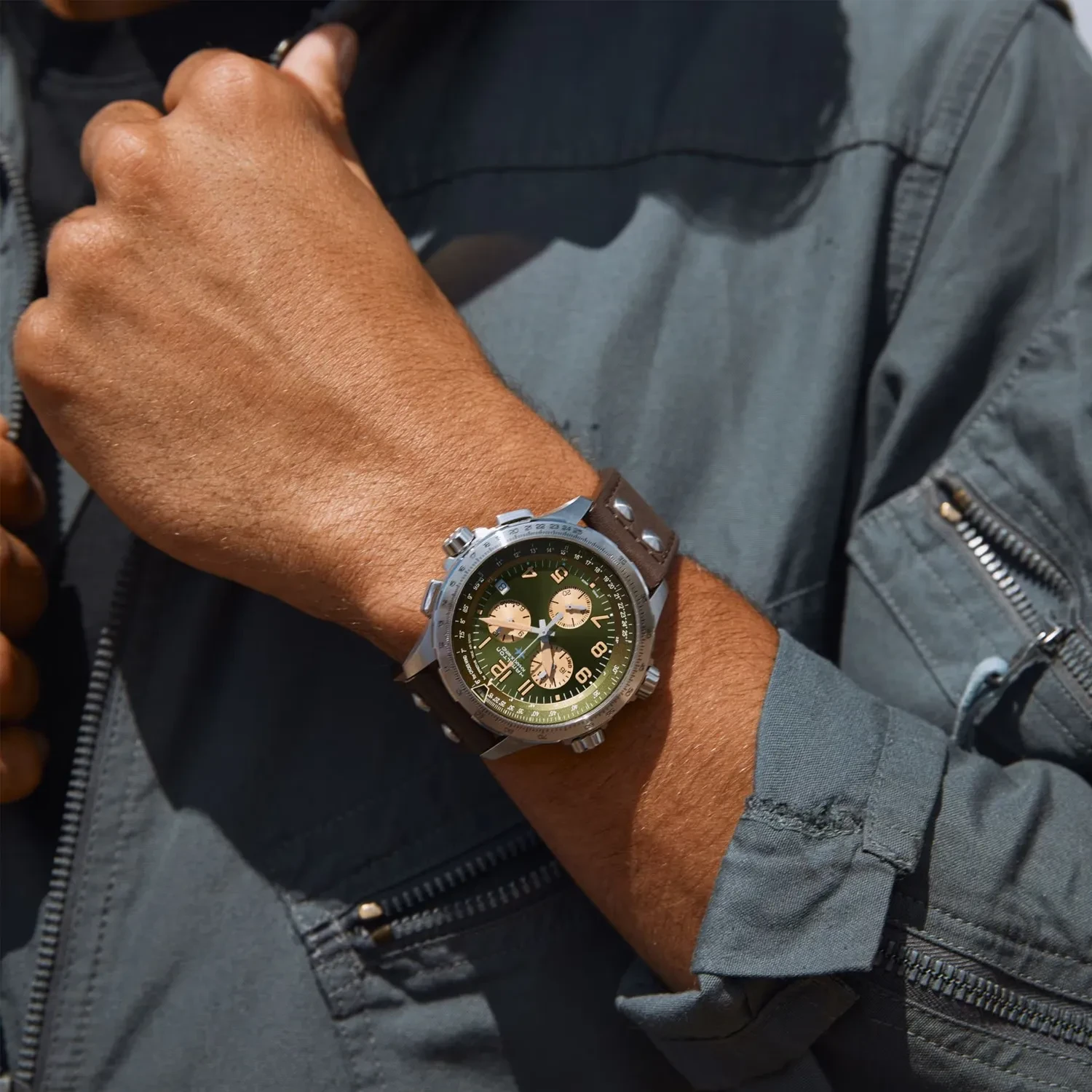 khaki / 原子 Hamilton Khaki Aviation X-Wind GMT Chrono Quartz H77932560 -