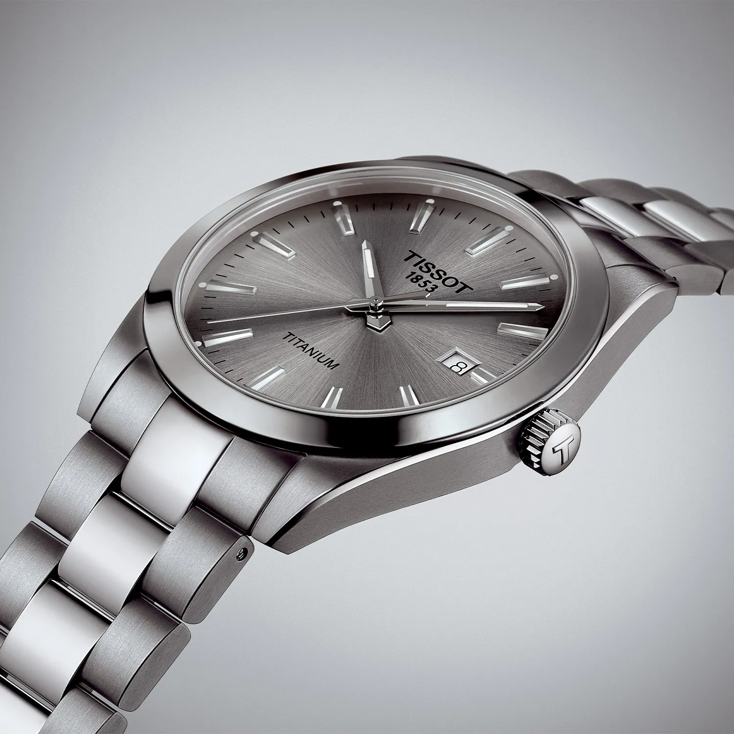 tissot mens gentleman stainless steel dress watch grey Titanium T1274104408100 tissot gentleman black