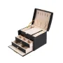 Blanca Jewellery Box in Black Faux Leather that measures 13 x 17 x 14 cm