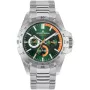 Jacques Lemans Chrono Sport 42-11H watch with Green dial and a watch case of 42 mm in diameter and a Metallink in Silver