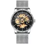IK Colouring Skeleton Mesh S110 watch with Black dial and a watch case of 42 mm in diameter and a Mesh in Silver
