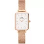 Daniel Wellington Quadro DW00100431 watch with White dial and a watch case of 20 mm in diameter and a Mesh in Rose Gold