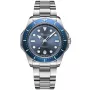 Bonvier Diver BV035 watch with Blue dial and a watch case of 42 mm in diameter and a Metallink in Silver