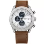 Dissing Chrono D1528 watch with White dial and a watch case of 46 mm in diameter and a Leather in Brown