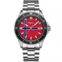 Dissing Norway D1587 watch with Red dial and a watch case of 43 mm in diameter and a Metallink in Silver
