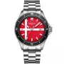Dissing Diver Denmark D1500 watch with Red dial and a watch case of 43 mm in diameter and a Metallink in Silver