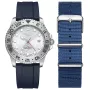 Dissing Diver GMT D1487 watch with Silver dial and a watch case of 42 mm in diameter and a Rubber in Blue