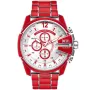 Diesel Mega Chief DZ4638 watch with Silver dial and a watch case of 51 mm in diameter and a Metallink in Red
