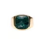 IX Studios Cushion Signet Marble Ring 22 ct. Goldplated Silver DMN0282GDGRMA