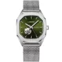 Lugano Automatic L0107 watch with Green dial and a watch case of 41 mm in diameter and a Mesh in Silver