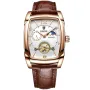 LIGE Automatic LG8949A watch with Beige dial and a watch case of 46 mm in diameter and a Leather in Brown