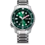 Citizen Promaster Automatic NY0100-50XE watch with Green dial and a watch case of 42 mm in diameter and a Metallink in Silver