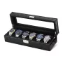 Ditur Watch Box in Black Faux Leather with space for 6 Watches