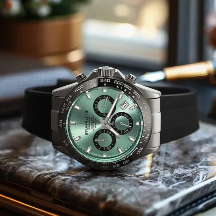 アルマスリング　グリーングラデーション Stührling Aquamaster Chronograph 4050.1