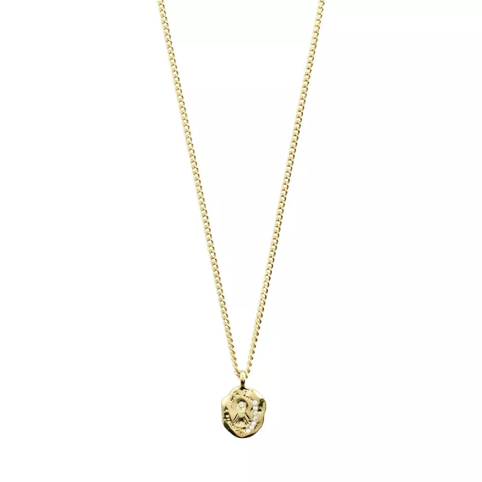 Pilgrim Jola Crystal Coin Necklace 18 Goldplated Silver - Main Image
