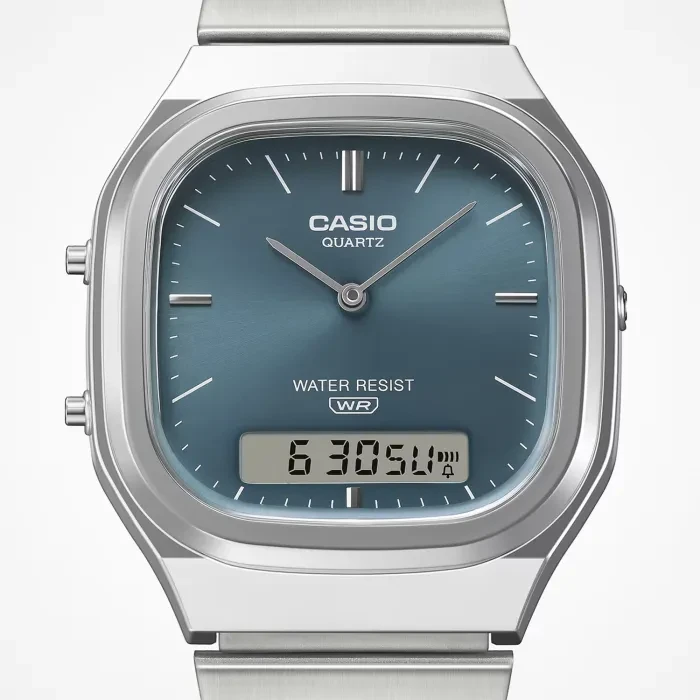 時計 CASIO AQ-240E-3A AQ240E-3A | Vintage Analog-Digital Watch, Blue-Green Dial | CASIO