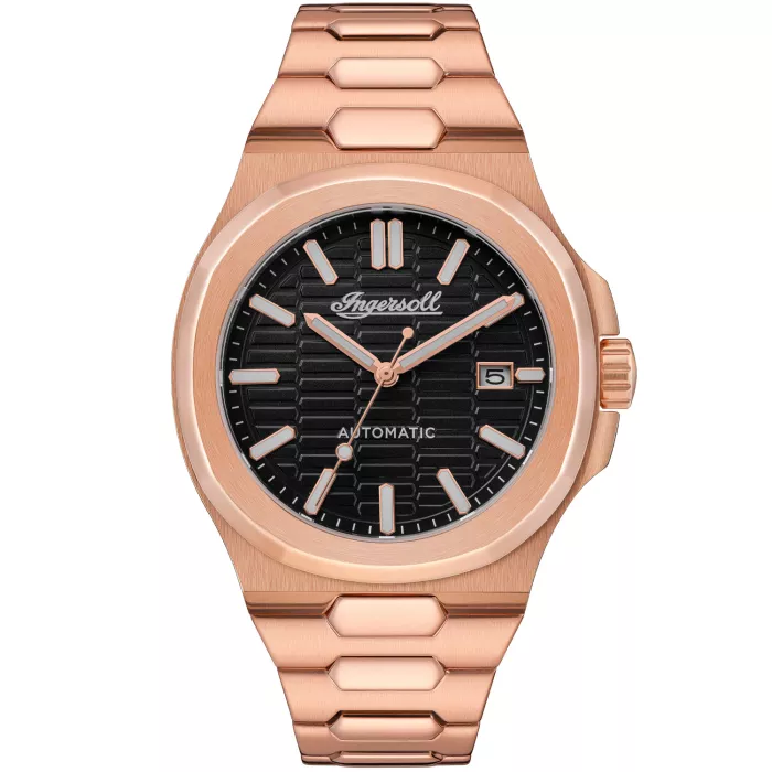 Ingersoll 1892 The Catalina メンズ 42mm 自動巻き腕時計 スケルトンダイヤルとレザーストラップ, ローズゴールド, ブレスレット 並行輸入品 Ingersoll 1892 Catalina Automatic Watch, 42 mm, Black, Leather