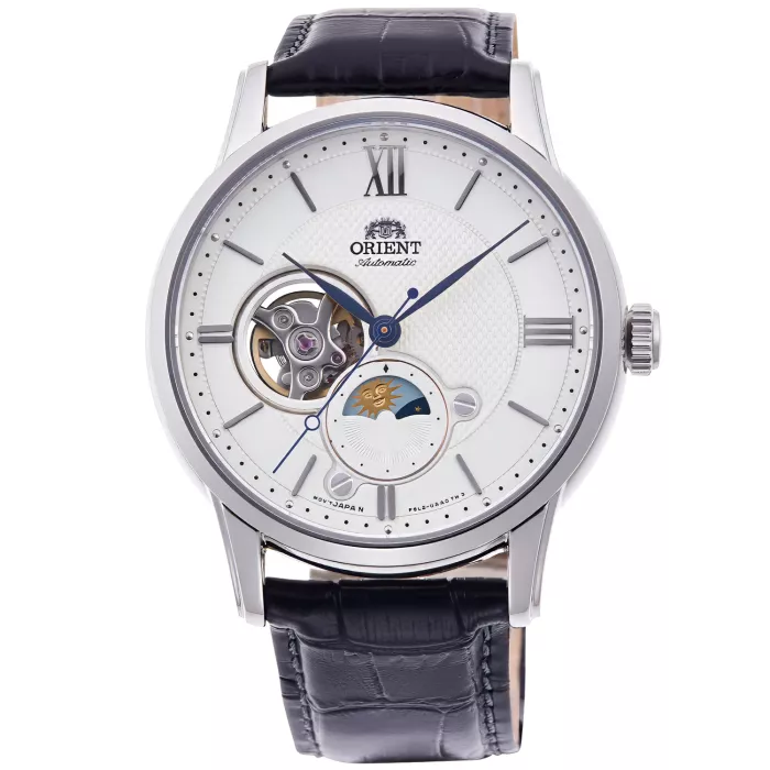Orient Contemporary Sun & Moon Watch - Multicolor Black/White Dial With 24-Hour Sun/Moon Display - View #13