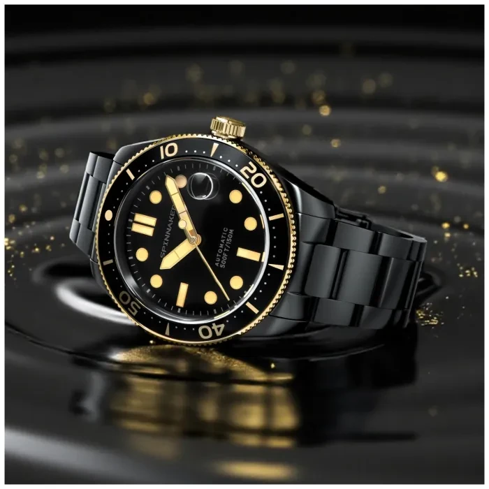 Spinnaker Elemental Black Automatic Horloge SP-5100-11 - Japans Automatisch Duikershorloge