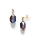 ANNI LU Black Pearly Earrings Goldplated Brass 262-30-53
