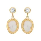 Velara Costa Pearl & Crystal Drops Earrings Goldplated Stainless Steel VLR1005