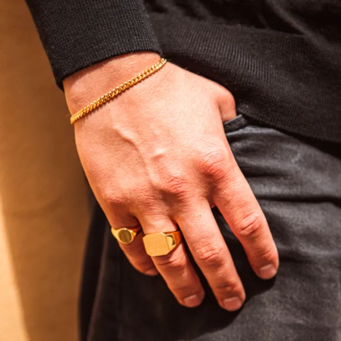 IX Studios Octagon Signet Ring Goldplated Silver DMN0290GD -