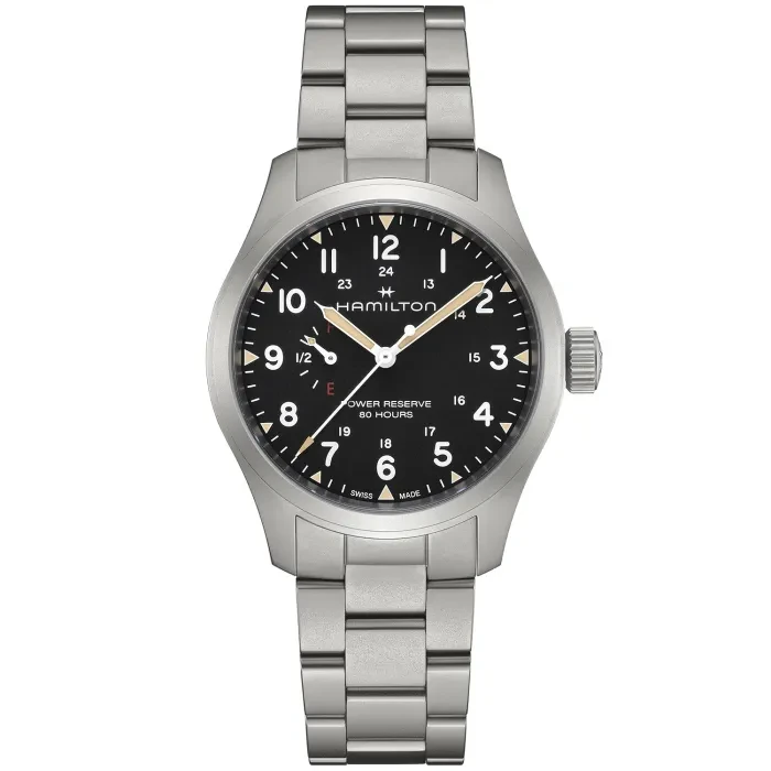 Hamilton Khaki 時計 中型 ブラック/シルバー Hamilton Khaki Field Mechanical Power Reserve H69509130 - Di
